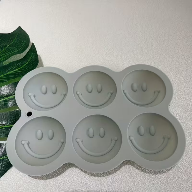 1pc 6-Cavity Happy Face Silicone Mold - Cheerful Expression Silicone Mold for DIY Enthusiasts Making Aromatherapy Candles