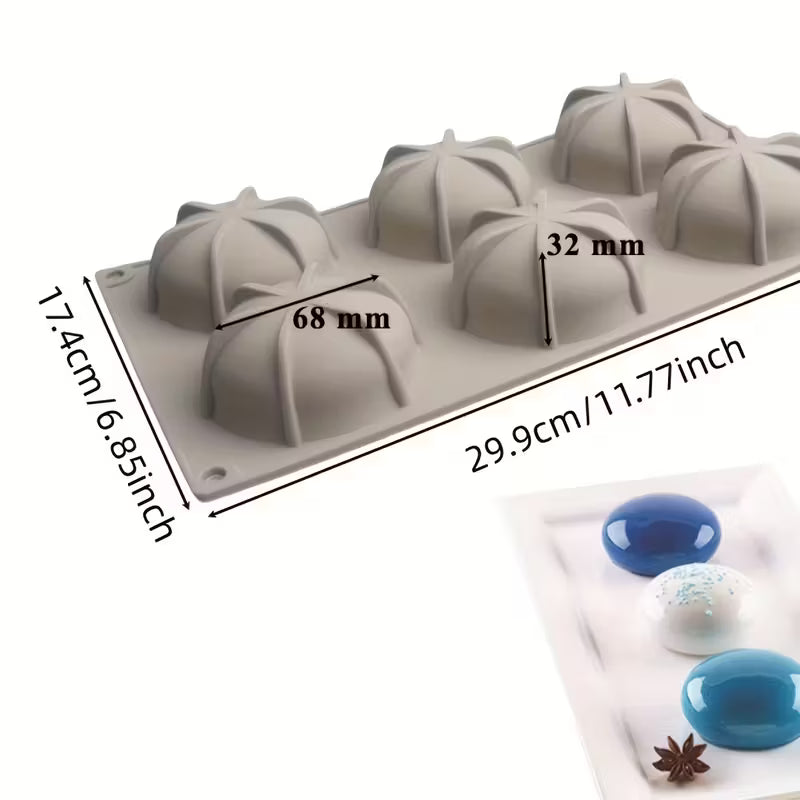 6pcs semi circular candle aromatherapy solid silicone mold is easy to clean, easy to demould, and reused