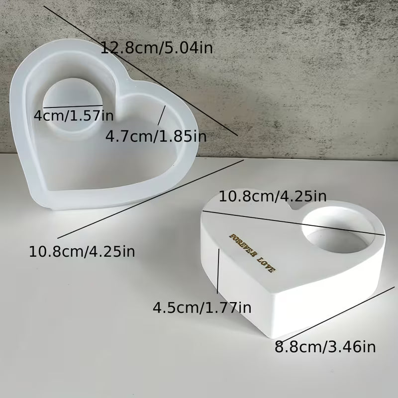 Heart-Shaped Silicone Candle Holder Mold - DIY Craft Tool for Valentine's Day, Romantic Ambiance Accessory