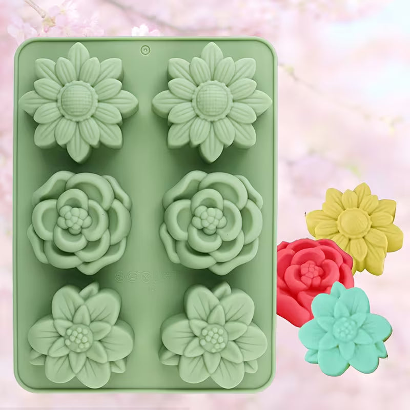 1 Silicone Flower-Shaped Cake Mold | Versatile for Cakes, Fruit Ice, Pudding, Chocolate, Candy, Soap, Candles - Green, Multi-Holiday Use