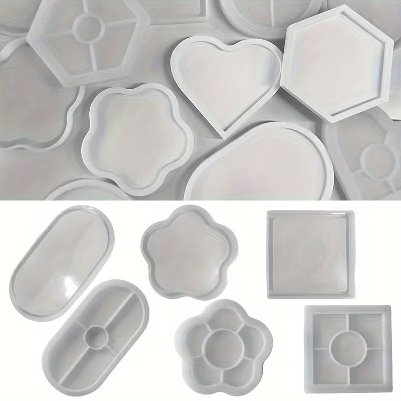 Silicone Resin Molds Set for DIY Craft, Assorted Irregular Shapes Crystal Epoxy Casting Molds for Coasters, Trays, Jewelry Making - Durable, Reusable, Non-Stick Silicone Material