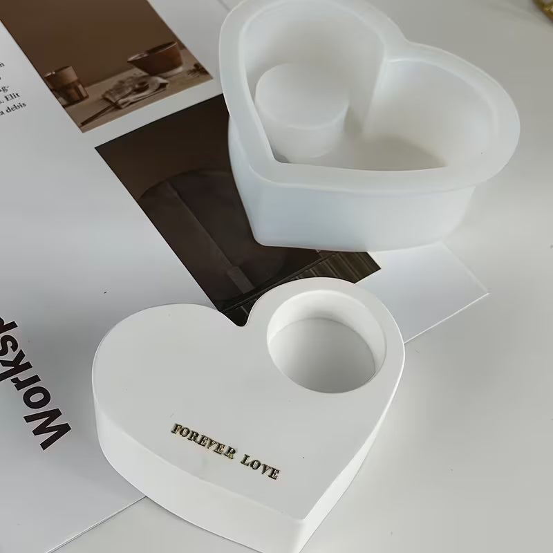 Heart-Shaped Silicone Candle Holder Mold - DIY Craft Tool for Valentine's Day, Romantic Ambiance Accessory
