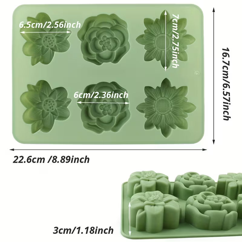 1 Silicone Flower-Shaped Cake Mold | Versatile for Cakes, Fruit Ice, Pudding, Chocolate, Candy, Soap, Candles - Green, Multi-Holiday Use