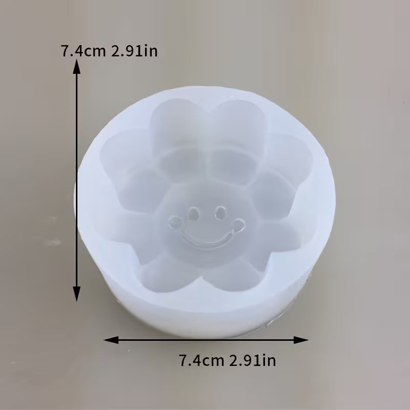 Joyful Sunflower Silicone Mold for Chocolates, Candies, Soap, or Candles - 7.4cm Diameter, 2.91in Height