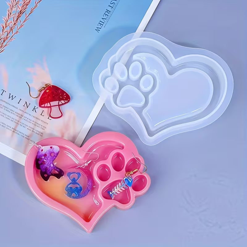 Cat Paw Silicone Mold - Ideal for DIY Jewelry Trays, Candle Holders, and Decorative Storage Plates, Durable and Heat-Resistant, Cat Lover Gift|Playful Design|Durable Silicone