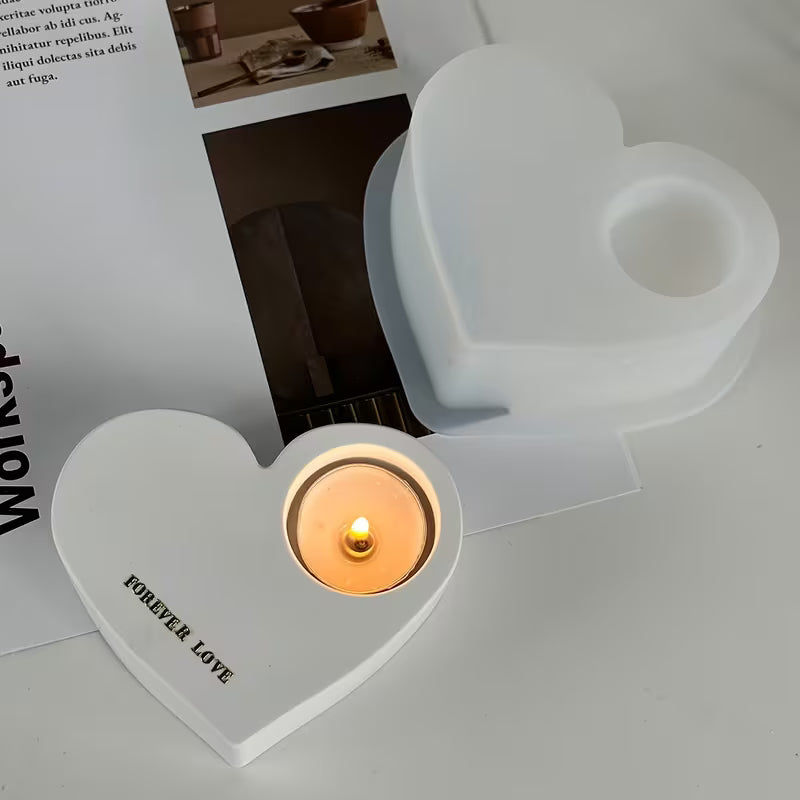 Heart-Shaped Silicone Candle Holder Mold - DIY Craft Tool for Valentine's Day, Romantic Ambiance Accessory