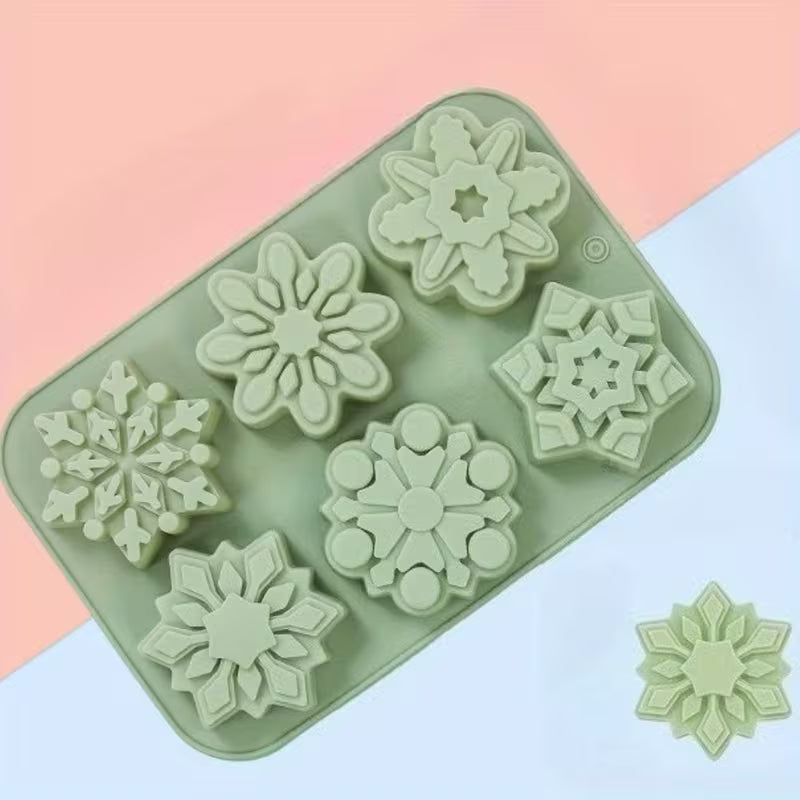 Silicone Mold for Candles Featuring a 6-Cavity Snowflake Design with Flower Petals, Perfect for Projects Using Gypsum Or Resin