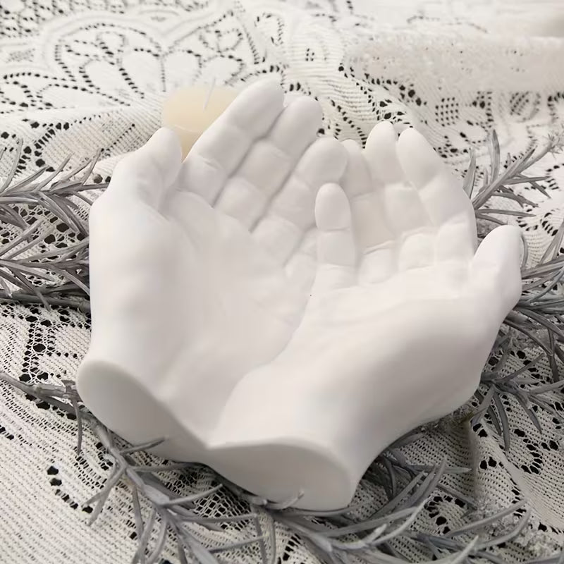 Hand Plaster Mold,Hand Shape Tray Clay Mold for Resin Casting,DIY Jewelry Storage Dish,Candle Holder, Succulent Pot,Hand Sculpture Ashtray Crafts Making