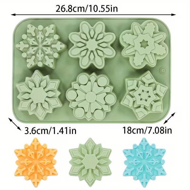 Silicone Mold for Candles Featuring a 6-Cavity Snowflake Design with Flower Petals, Perfect for Projects Using Gypsum Or Resin