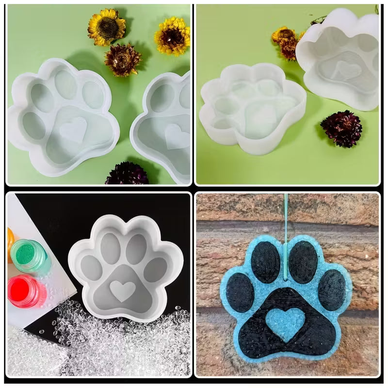 1pc Dog Paw Style Freshie Mold, Full Silicone Car Freshie Mold, For DIY Making Aroma Bead Soap Candle