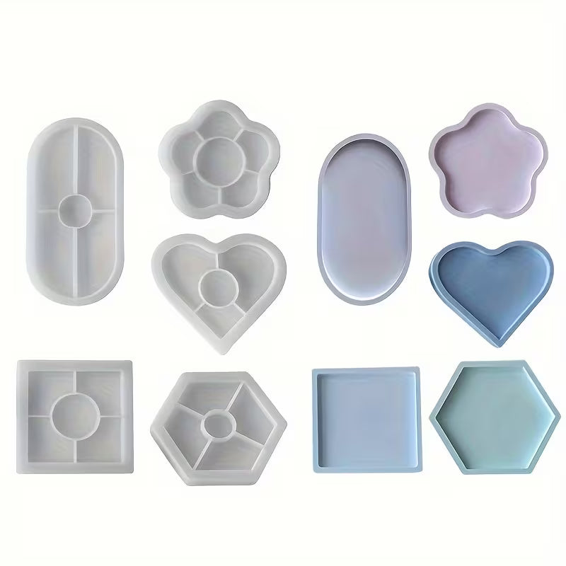 Silicone Resin Molds Set for DIY Craft, Assorted Irregular Shapes Crystal Epoxy Casting Molds for Coasters, Trays, Jewelry Making - Durable, Reusable, Non-Stick Silicone Material