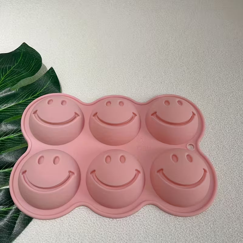 1pc 6-Cavity Happy Face Silicone Mold - Cheerful Expression Silicone Mold for DIY Enthusiasts Making Aromatherapy Candles