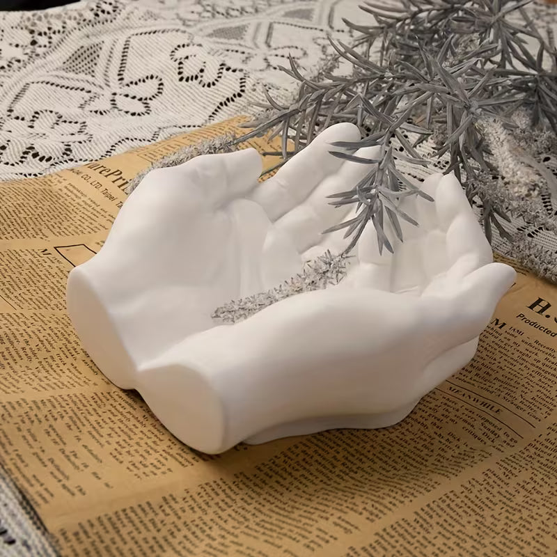 Hand Plaster Mold,Hand Shape Tray Clay Mold for Resin Casting,DIY Jewelry Storage Dish,Candle Holder, Succulent Pot,Hand Sculpture Ashtray Crafts Making