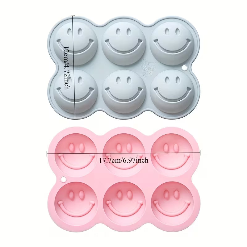 1pc 6-Cavity Happy Face Silicone Mold - Cheerful Expression Silicone Mold for DIY Enthusiasts Making Aromatherapy Candles