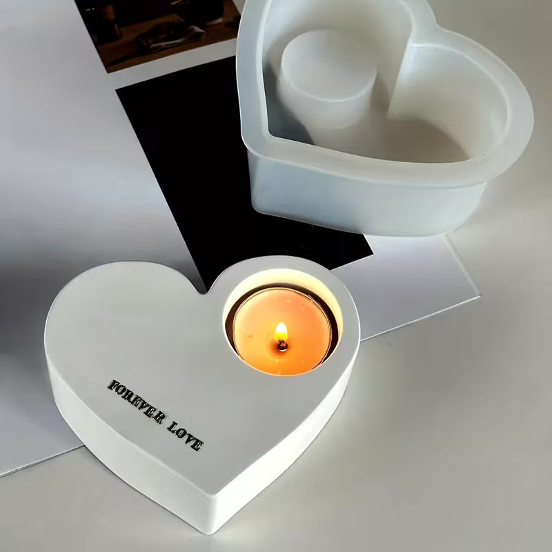 Heart-Shaped Silicone Candle Holder Mold - DIY Craft Tool for Valentine's Day, Romantic Ambiance Accessory