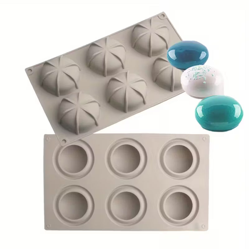 6pcs semi circular candle aromatherapy solid silicone mold is easy to clean, easy to demould, and reused