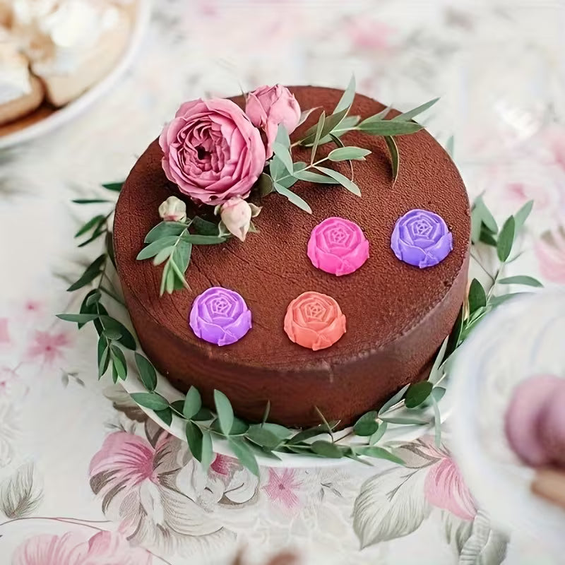 1pcs Non-Stick Chocolate Mold with 15 Rose-Shaped Cavities - Flexible Silicone Baking Tray for Valentine'S Day Holiday Treats