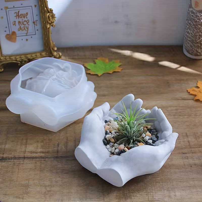 Hand Plaster Mold,Hand Shape Tray Clay Mold for Resin Casting,DIY Jewelry Storage Dish,Candle Holder, Succulent Pot,Hand Sculpture Ashtray Crafts Making