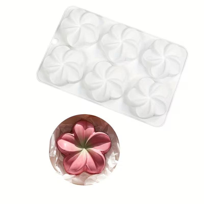 6-Cavity Silicone Mold for Frangipani Mousse Cakes, Chocolate Flowers, Handmade Soaps & Aromatherapy Candles - DIY Craft Tool