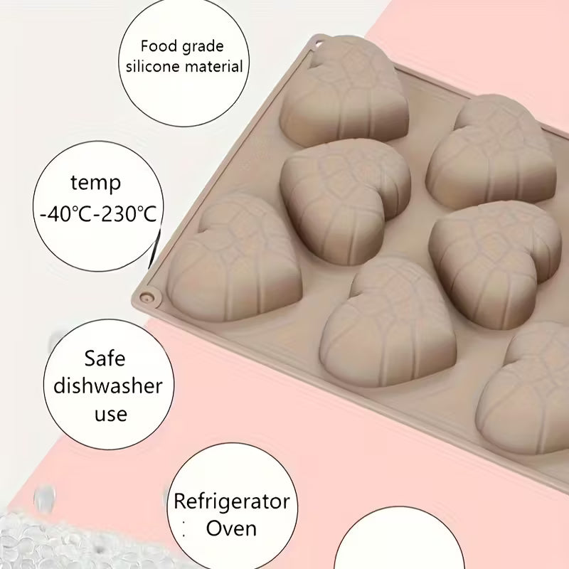 1pc Silicone Molds with 12 Connected Hearts - Cracked Heart Design, for Soap, Candle, Resin, Plaster, Clay - Reusable, Easy Release