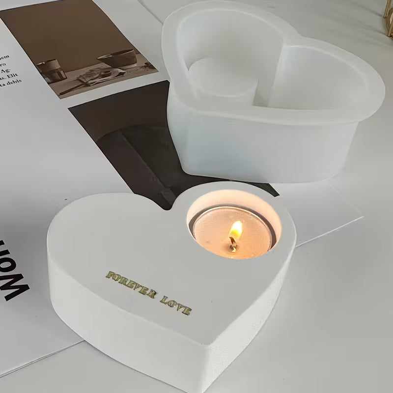 Heart-Shaped Silicone Candle Holder Mold - DIY Craft Tool for Valentine's Day, Romantic Ambiance Accessory