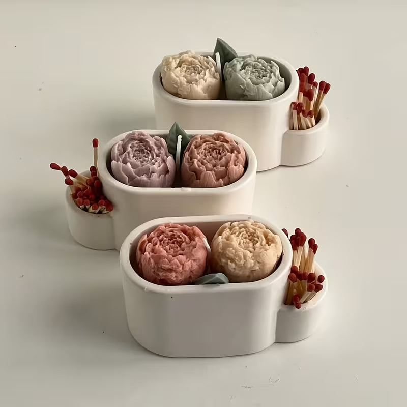 Candle Holder Mold Made of Resin, Suitable for Casting with Gypsum Clay And Silicone, Featuring an Oval Shape with a Match Hole for Storage, Also Usable As a Decorative Flower Pot Mold.