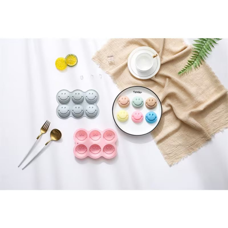 1pc 6-Cavity Happy Face Silicone Mold - Cheerful Expression Silicone Mold for DIY Enthusiasts Making Aromatherapy Candles